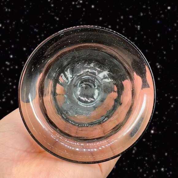 Hand Blown Art Glass Vase Bowl With Applied Base Clear Smokey Gray Black 4”T - Picture 5 of 15